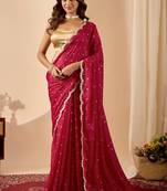 black dots print satin festive ethnic saree with blouse