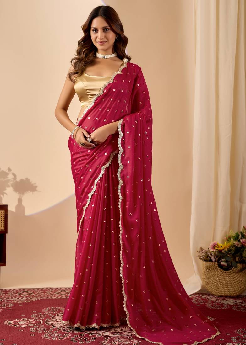 black dots print satin festive ethnic saree with blouse