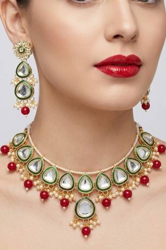 Undan gold-plated  pearl choker Necklace :: set | indian ethnic bridal wedding jewellery | handcrafted