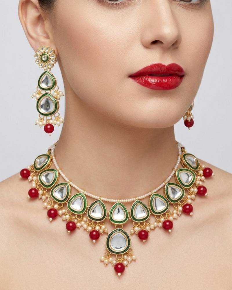 Undan gold-plated  pearl choker Necklace :: set | indian ethnic bridal wedding jewellery | handcrafted