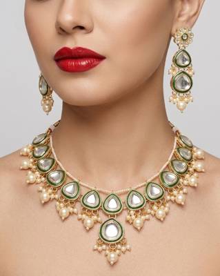 Undan gold-plated  pearl choker Necklace :: set | indian ethnic bridal wedding jewellery | handcrafted 1