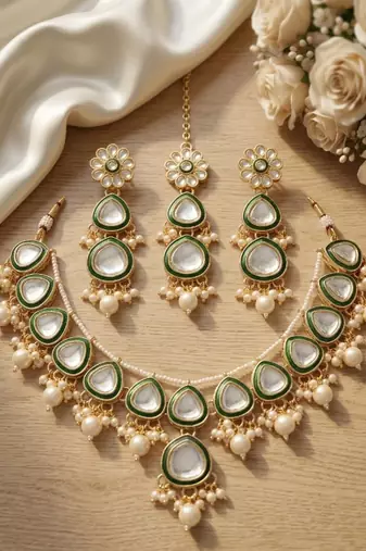 Undan gold-plated  pearl choker Necklace :: set | indian ethnic bridal wedding jewellery | handcrafted