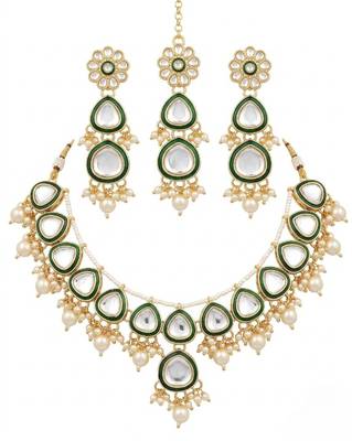 Undan gold-plated  pearl choker Necklace :: set | indian ethnic bridal wedding jewellery | handcrafted 4