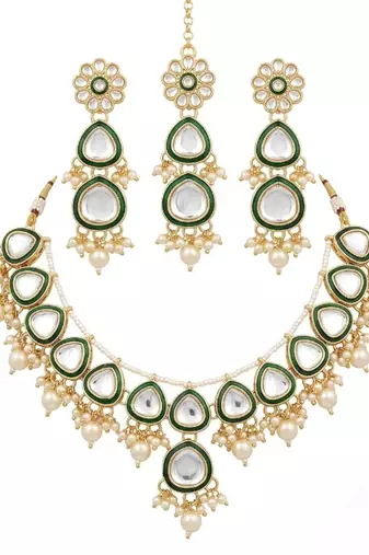 Undan gold-plated  pearl choker Necklace :: set | indian ethnic bridal wedding jewellery | handcrafted