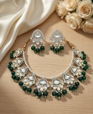 Exquisite kundan pearl Necklace :: set: gold-plated traditional jewelry for wedding 1