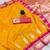 Yellow soft silk blend saree with zari weaving meenakari design