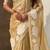 Light golden thread embroidery floral work organza    elegant party wear style  designer saree  with blouse piece