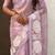 Dusty pink thread embroidery floral work organza    elegant party wear style  designer saree  with blouse piece