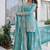 Sky blue zari & sequins embroidered work stitched kurta sharara with dupatta set for women