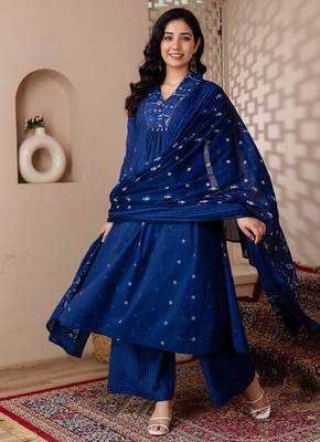 Cotton cambric a-line  kurti-pant-dupatta set 2