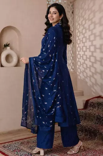 Cotton cambric a-line  kurti-pant-dupatta set
