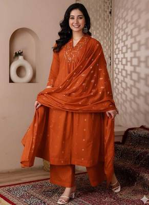 Cotton cambric a-line  kurti-pant-dupatta set 2