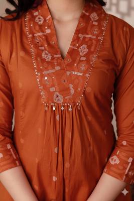 Cotton cambric a-line  kurti-pant-dupatta set 3