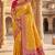 Yellow soft silk blend saree with zari weaving meenakari design
