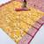 Yellow soft silk blend saree with zari weaving meenakari design