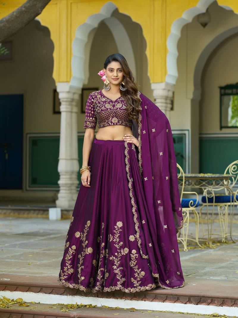 Designer Rangoli Silk Embroidery Work Chaniya Choli Set