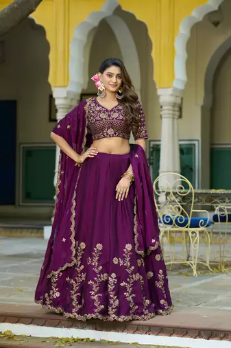 Designer Rangoli Silk Embroidery Work Chaniya Choli Set