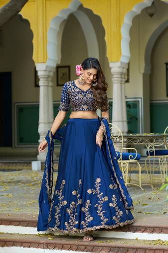 Designer Rangoli Silk Embroidery Work Chaniya Choli Set