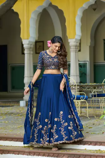 Designer Rangoli Silk Embroidery Work Chaniya Choli Set