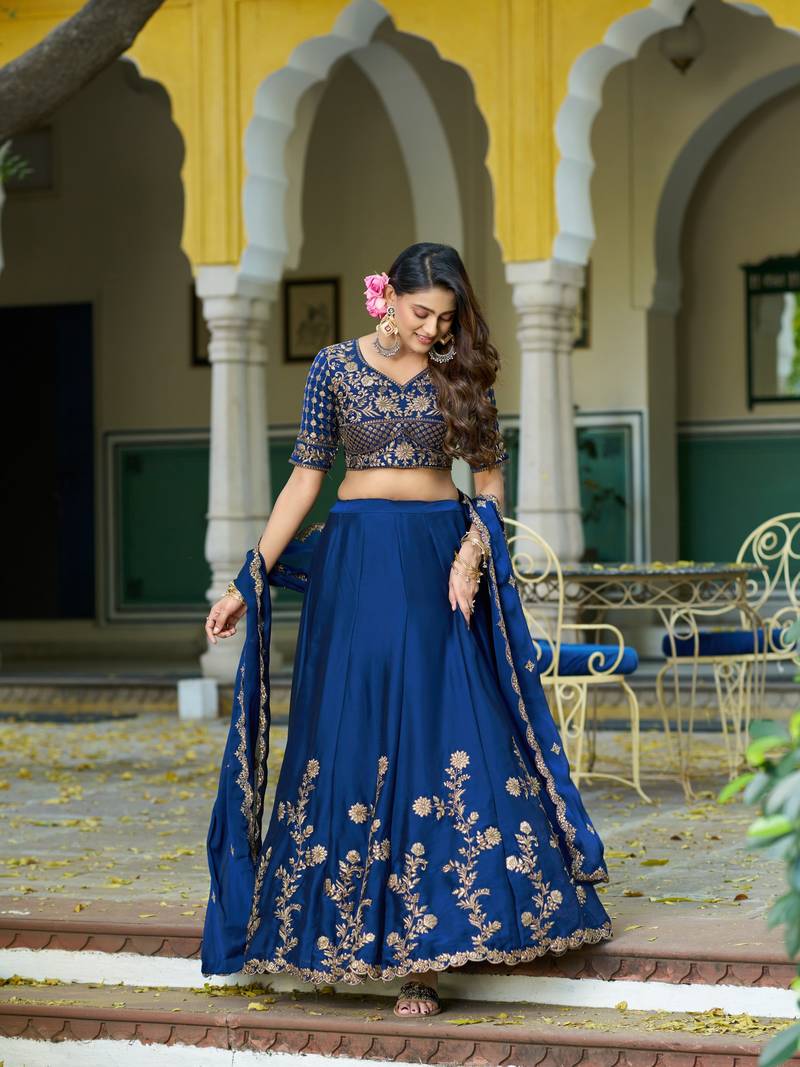 Designer Rangoli Silk Embroidery Work Chaniya Choli Set