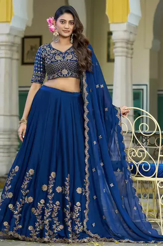 Designer Rangoli Silk Embroidery Work Chaniya Choli Set
