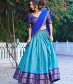 Ethnic Kanchipuram Silk Zari Border Lehenga Set