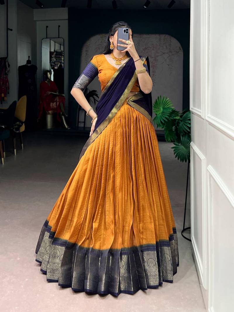 Festive Dola Chex Chex Zari Woven Chaniya Choli Set