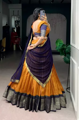 Festive Dola Chex Chex Zari Woven Chaniya Choli Set