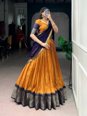 Festive Dola Chex Chex Zari Woven Chaniya Choli Set 4