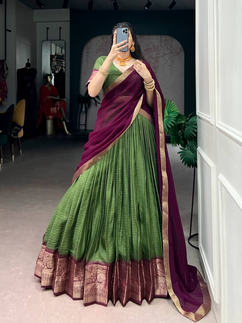 Festive Dola Chex Chex Zari Woven Chaniya Choli Set