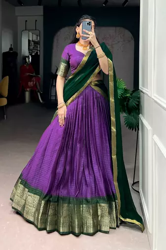 Festive Dola Chex Chex Zari Woven Chaniya Choli Set