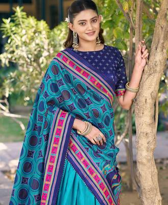 Designer Tasar Silk Printed Lehenga Choli  2