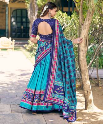 Designer Tasar Silk Printed Lehenga Choli  3