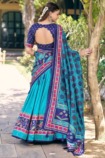 Designer Tasar Silk Printed Lehenga Choli 