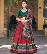 Designer Tasar Silk Printed Lehenga Choli with Iconic Sparkle Edition.