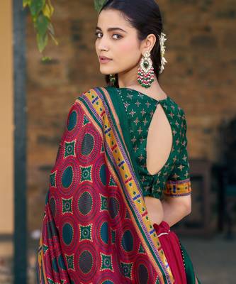 Designer Tasar Silk Printed Lehenga Choli  3