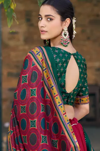 Designer Tasar Silk Printed Lehenga Choli 