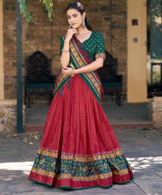 Designer Tasar Silk Printed Lehenga Choli  4