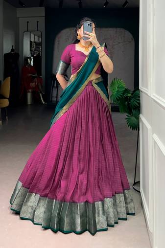 Festive Dola Chex Chex Zari Woven Chaniya Choli Set