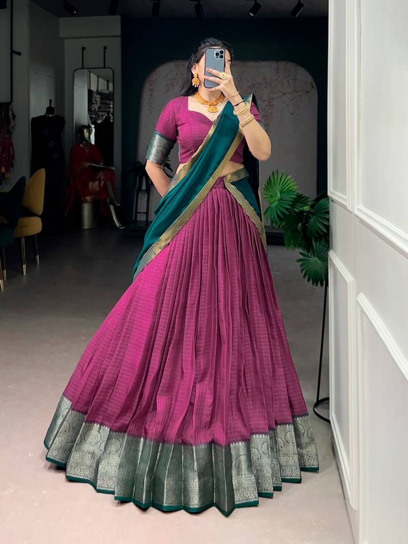 Festive Dola Chex Chex Zari Woven Chaniya Choli Set