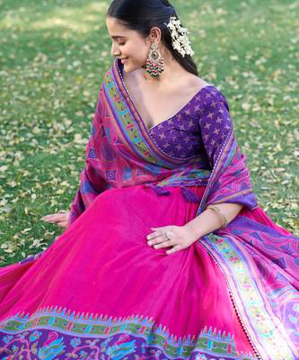 Designer Tasar Silk Printed Lehenga Choli  2