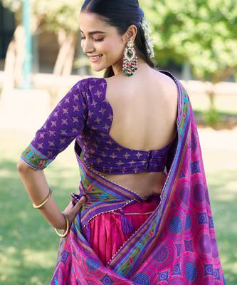 Designer Tasar Silk Printed Lehenga Choli  3