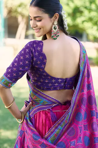 Designer Tasar Silk Printed Lehenga Choli 