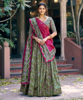 Shine Bright in Tasar Silk Foil Printed Lehenga Choli 4