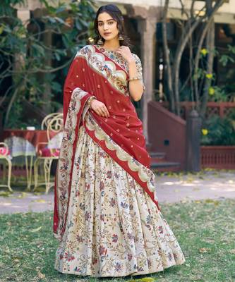 Shine Bright in Tasar Silk Foil Printed Lehenga Choli 1