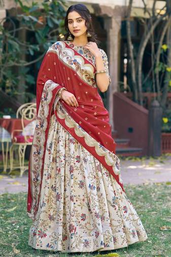 Shine Bright in Tasar Silk Foil Printed Lehenga Choli