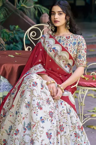 Shine Bright in Tasar Silk Foil Printed Lehenga Choli
