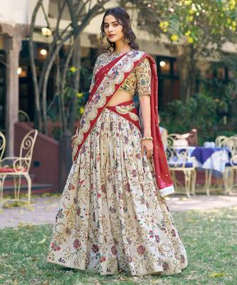 Shine Bright in Tasar Silk Foil Printed Lehenga Choli 4