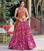 Shine Bright in Tasar Silk Foil Printed Lehenga Choli
