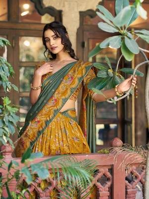 Shine Bright in Tasar Silk Foil Printed Lehenga Choli 2